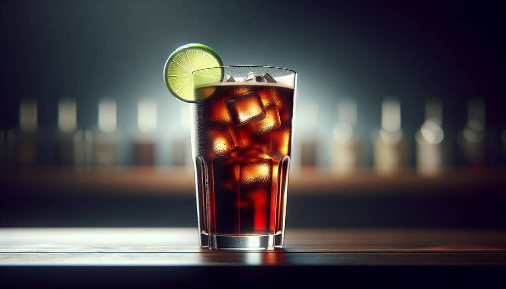 Koktajl z coli z limonką w szklance highball