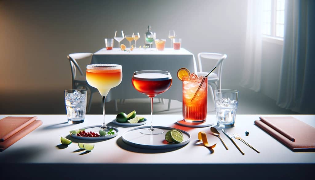 colorful cocktail lineup for party table