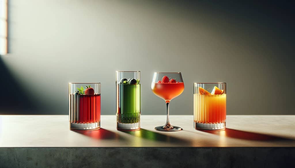 colorful cocktails made with fresh juice