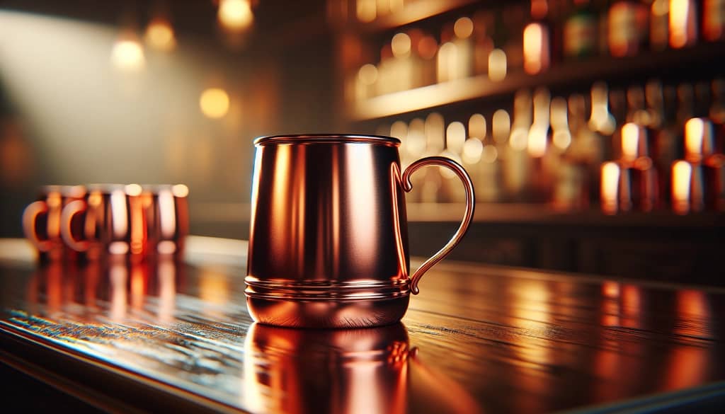 copper mug on clean bar