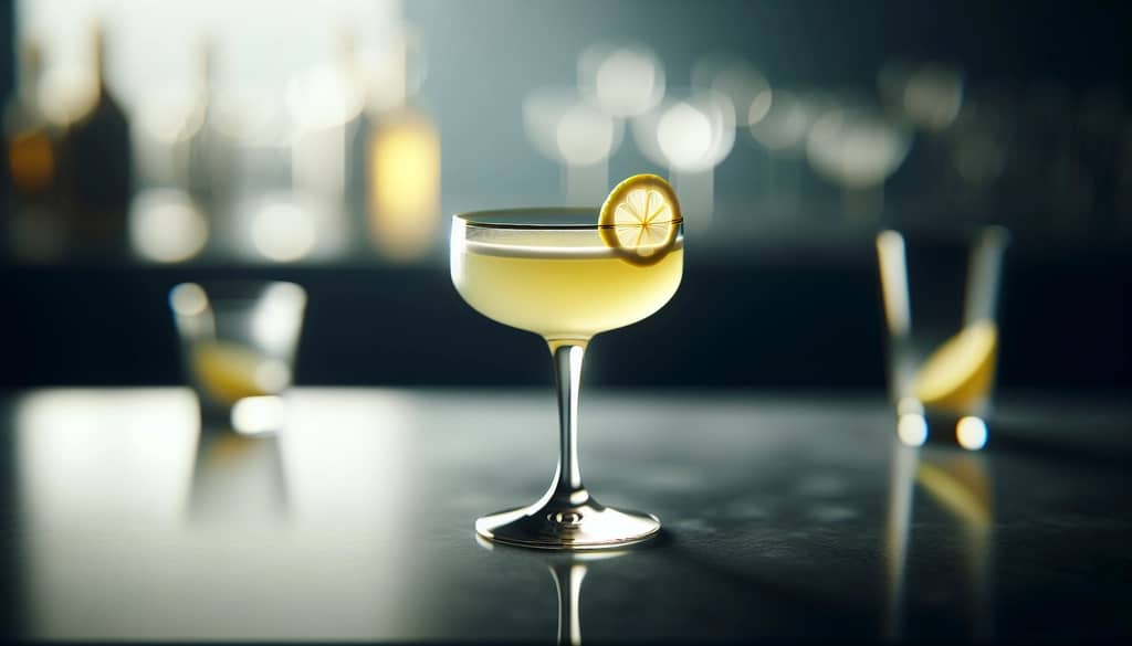 corpse reviver no 2 in coupe glass with lemon garnish