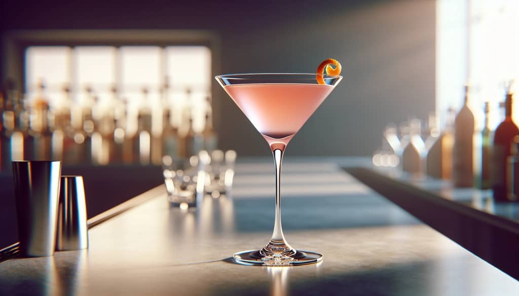 cosmopolitan in classic martini glass with zest