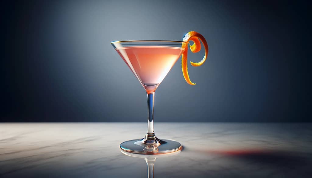 cosmopolitan garnish twist on marble bar