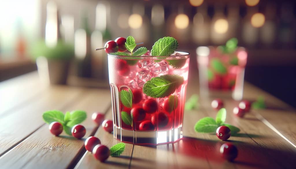 cranberry mojito highball glass mint garnish