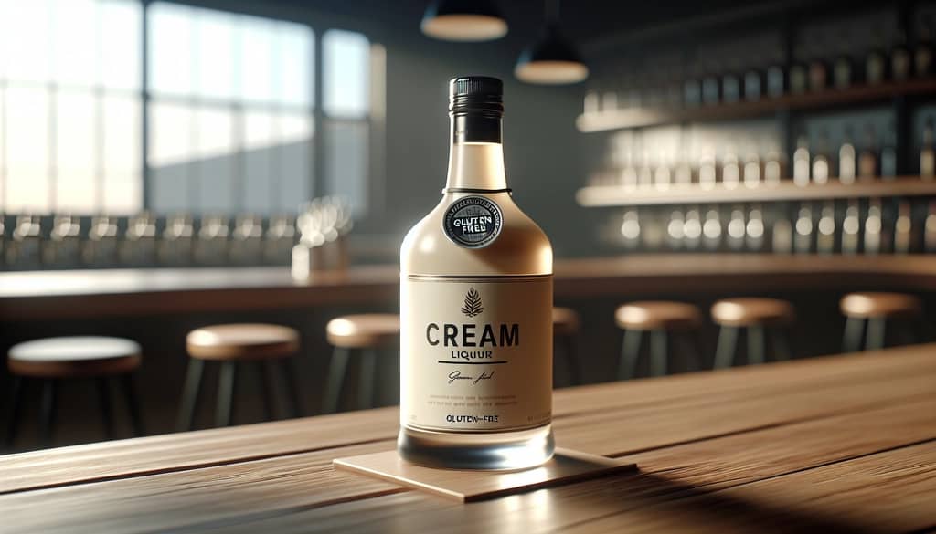 bottle of cream liqueur with gluten-free label