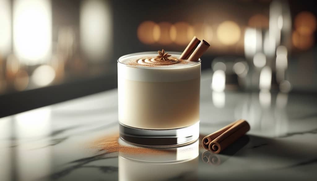 cóctel cremoso en vaso old-fashioned con canela