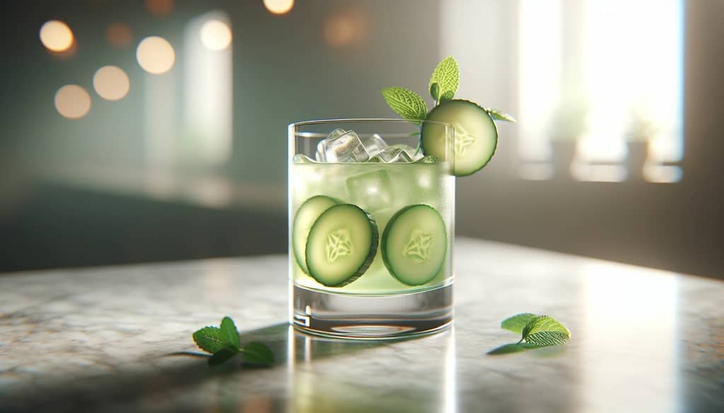 rodajas de pepino en un vaso de cóctel sin alcohol
