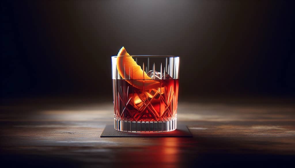 Cynar Negroni dans un verre old-fashioned avec garniture à l'orange