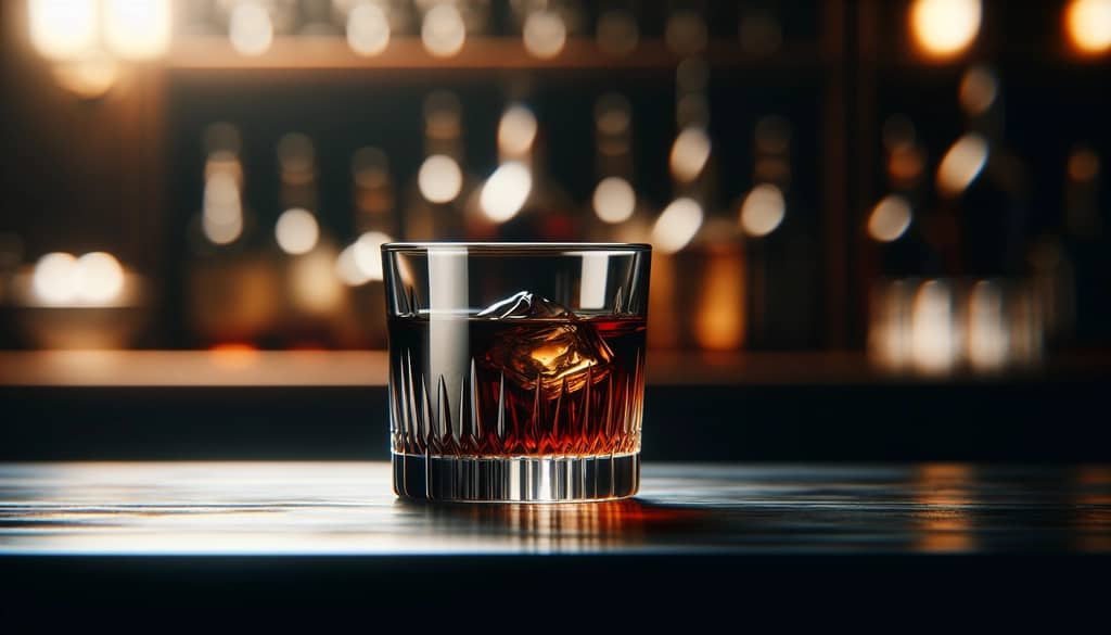 dark rum in old fashioned glass