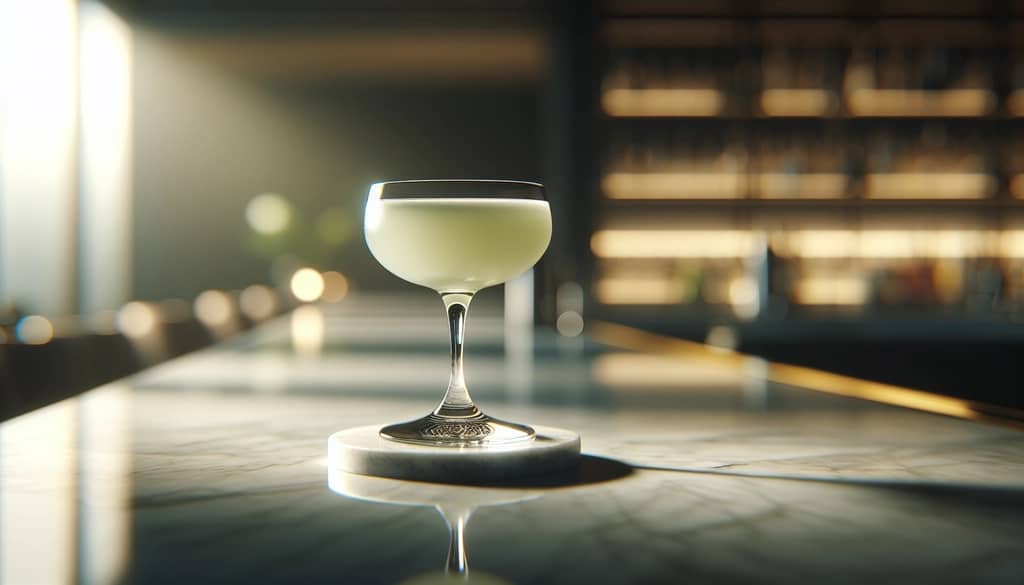 death in the afternoon cocktail milky green in coupe glass
