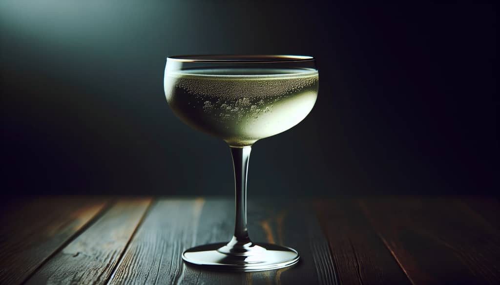 death in the afternoon cocktail champagne bubbles and green tint