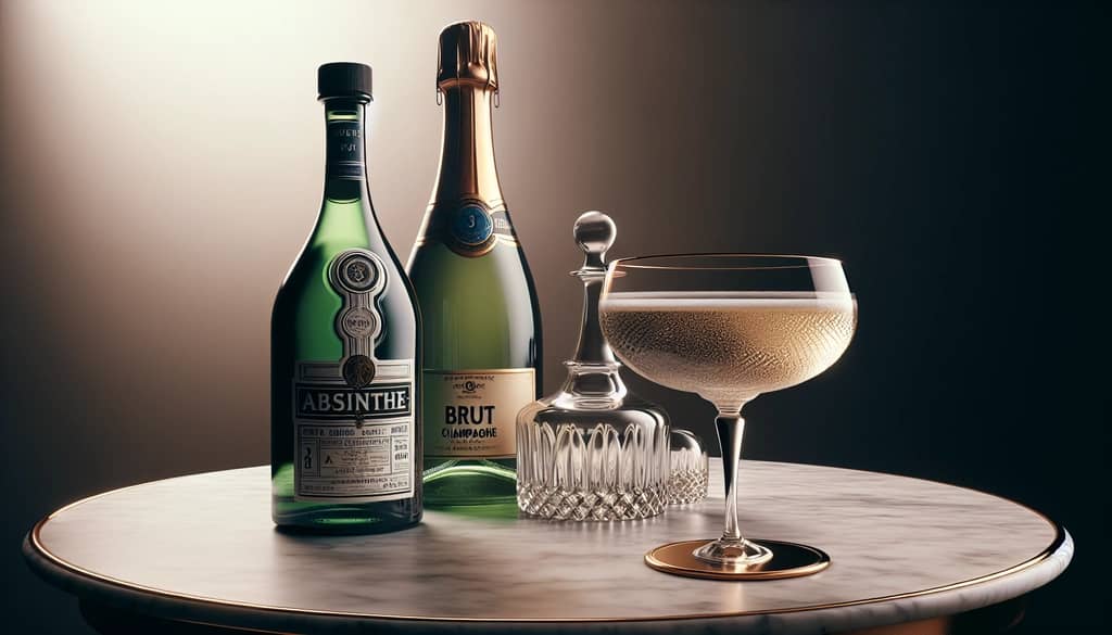 ingredients for death in the afternoon cocktail absinthe and champagne