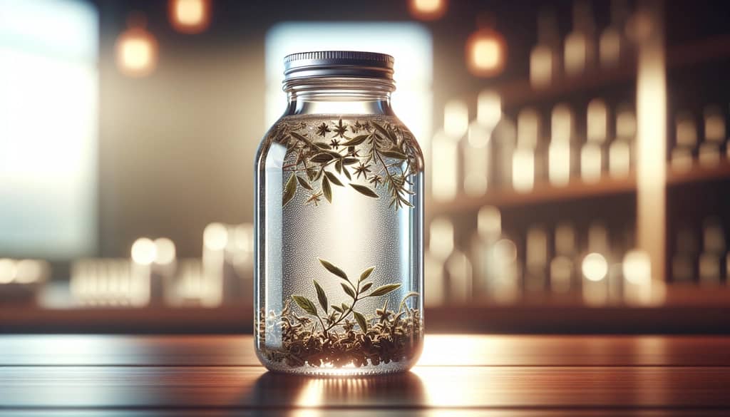 herb infusion with dried basil and vodka
