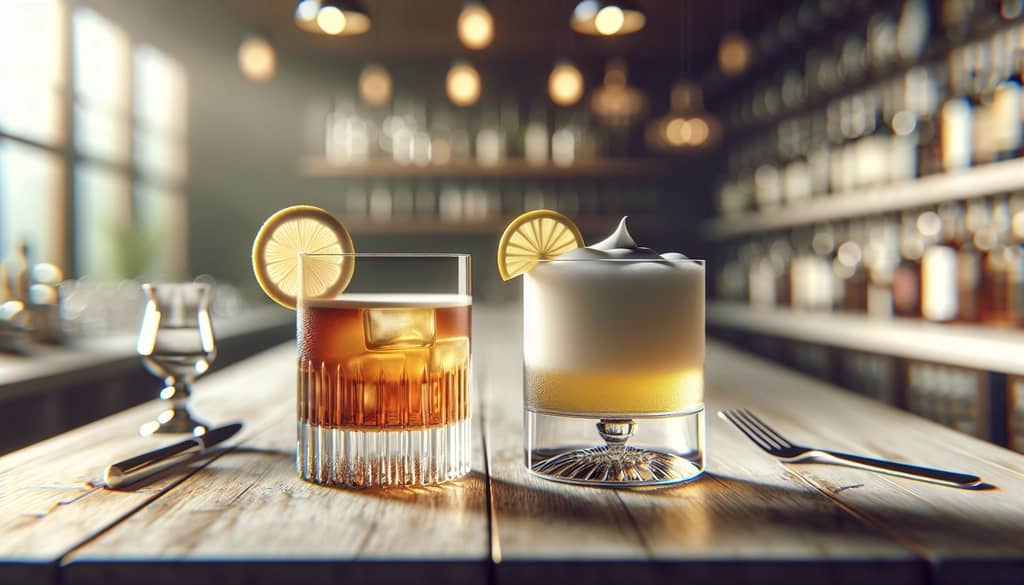 egg white and aquafaba whiskey sour comparison