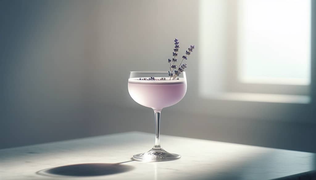 copa de cóctel de ginebra Empress con lavanda