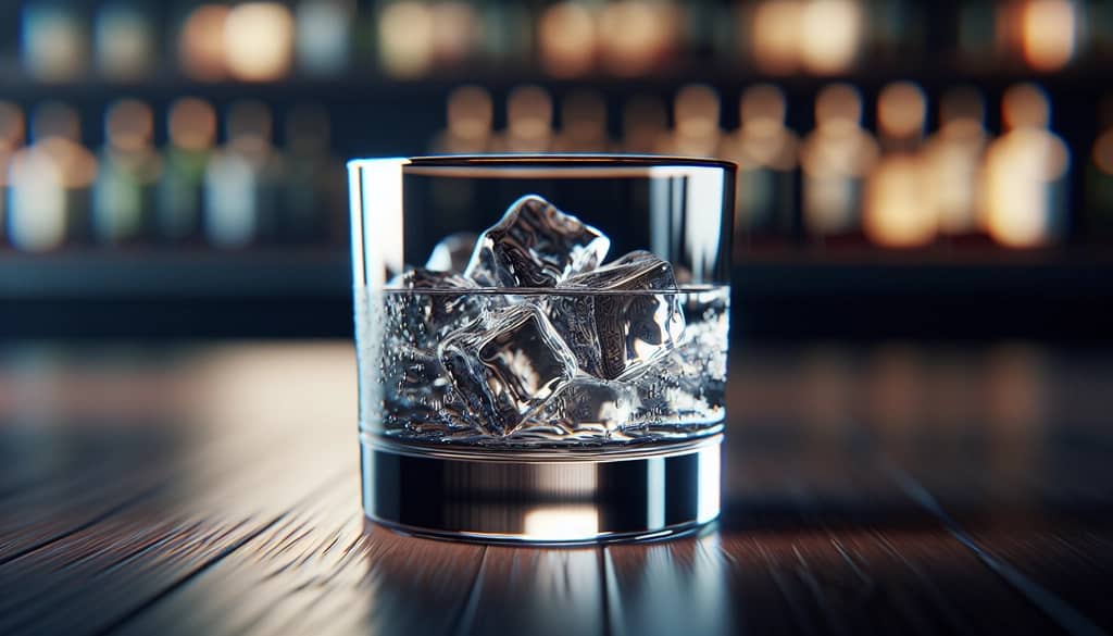 leeres Rocks-Glas auf einer Bartheke