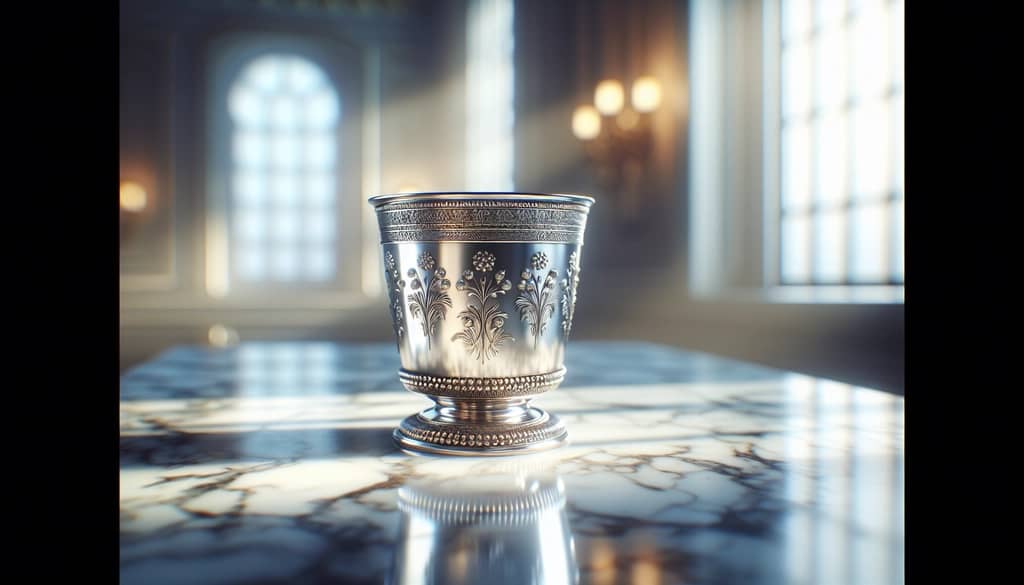 engraved julep cup with decorative patterns