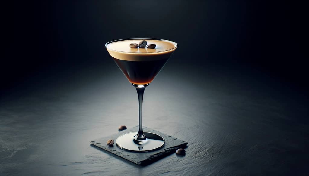 espresso martini cocktail in martini glass