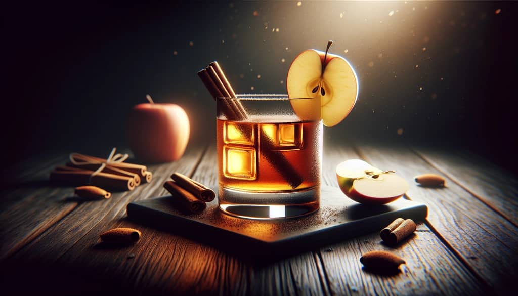 Jesienny scotch sour z jabłkiem i ozdobą z cynamonu