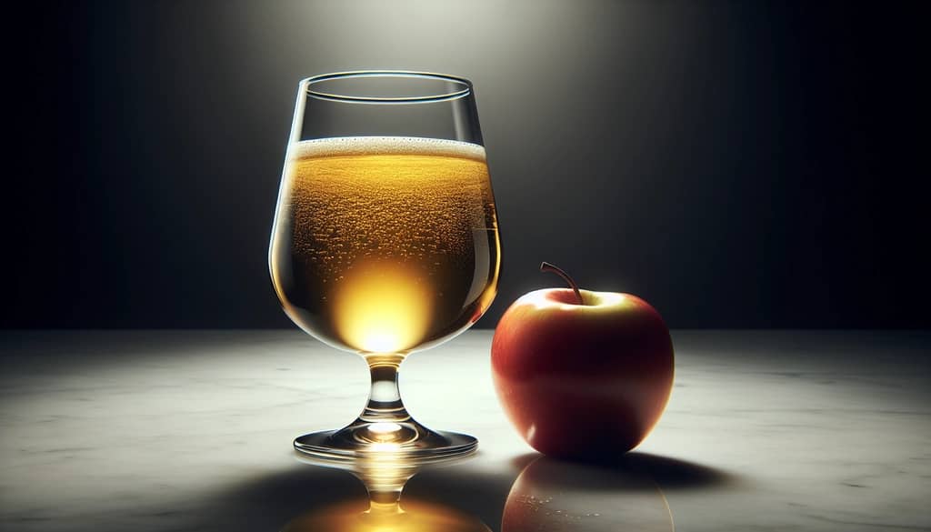 fermented apple cider in a stemmed glass