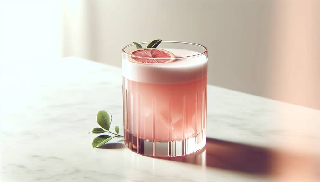 closeup of floradora cocktail showing blush pink color