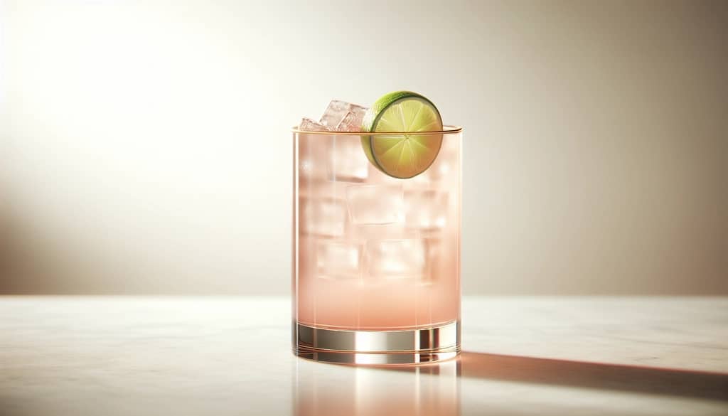 floradora cocktail in highball glass with lime wheel garnish