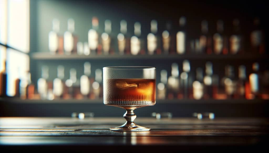 Cocktail French Connection dans un verre old fashioned avec un seul cube de glace