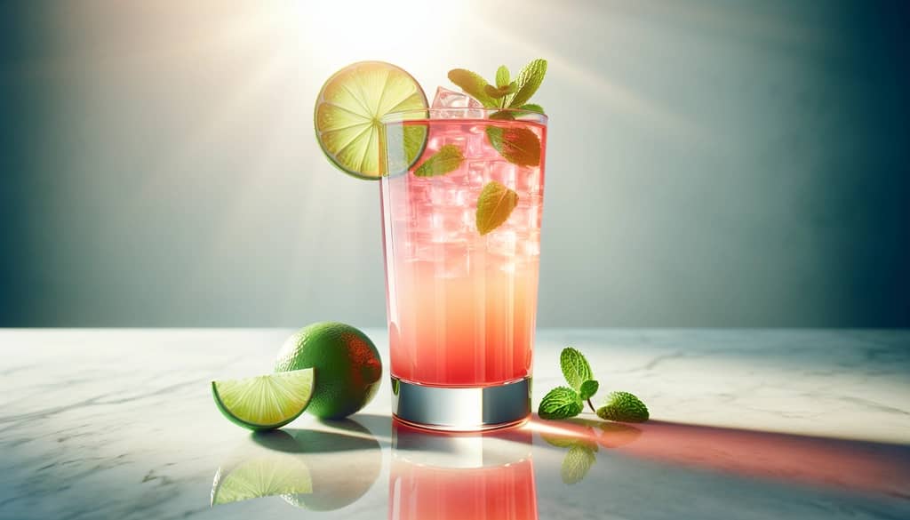 mocktail fresco con cítricos y hierbas en vaso