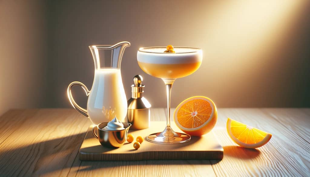 fresh orange and cream next to golden dream cocktail