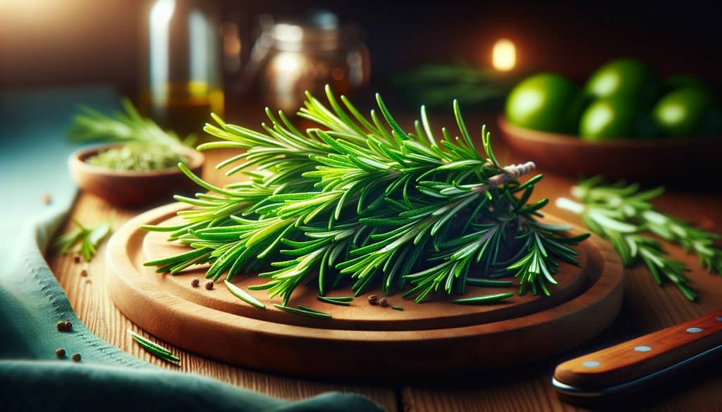 fresh rosemary sprigs prepped as garnish for drinks