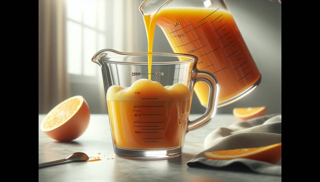 Fresh orange juice being frothed for Garibaldi drink