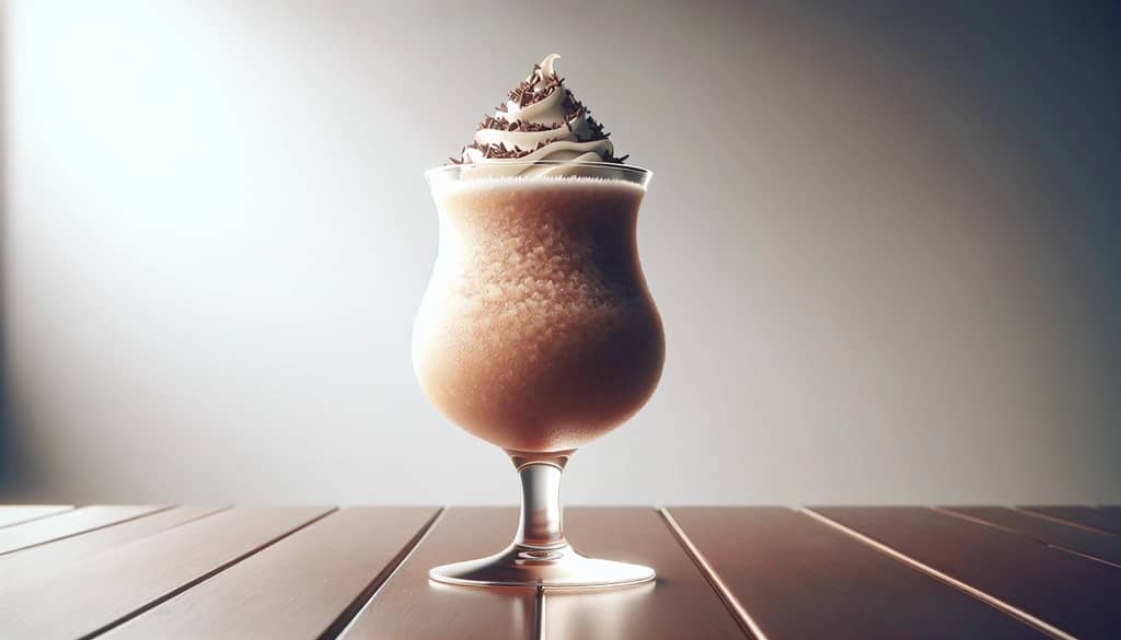 frozen mudslide with chocolate garnish and whipped cream