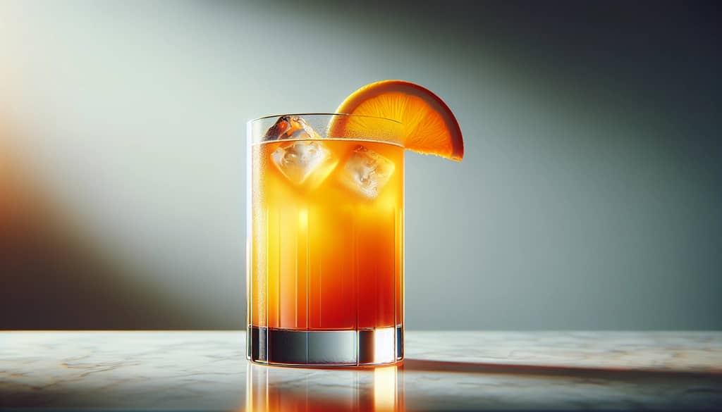 Garibaldi cocktail in a tall glass with orange garnish