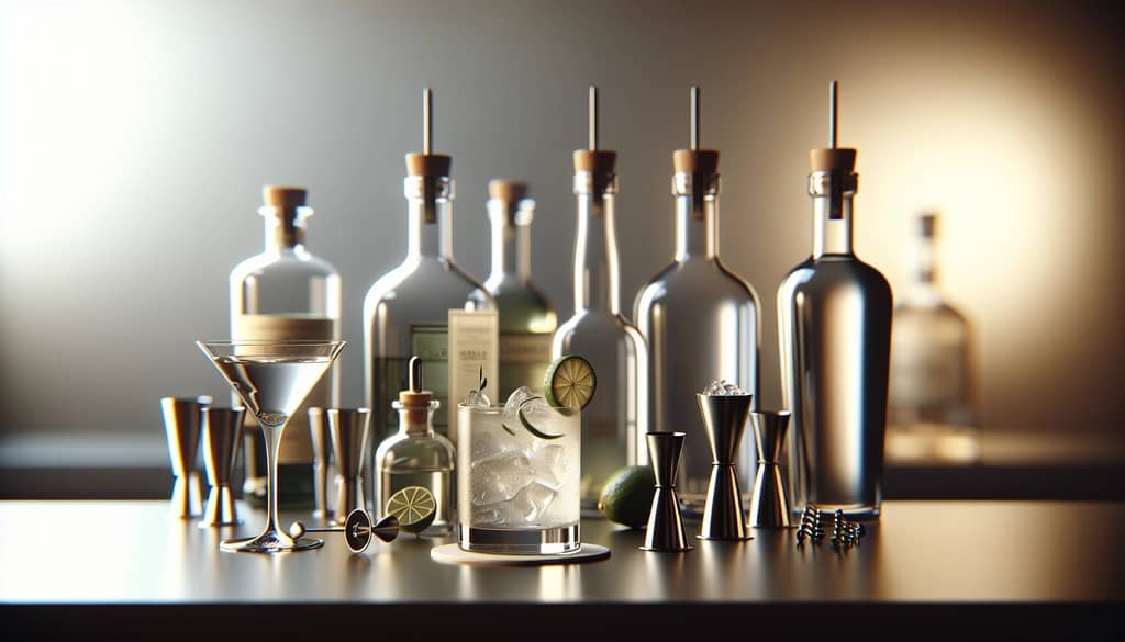 gimlet ingredients measured in ml on bar