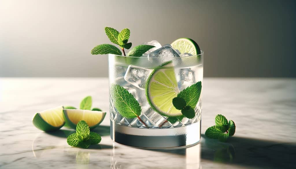 gin gin mule with mint and lime garnish closeup