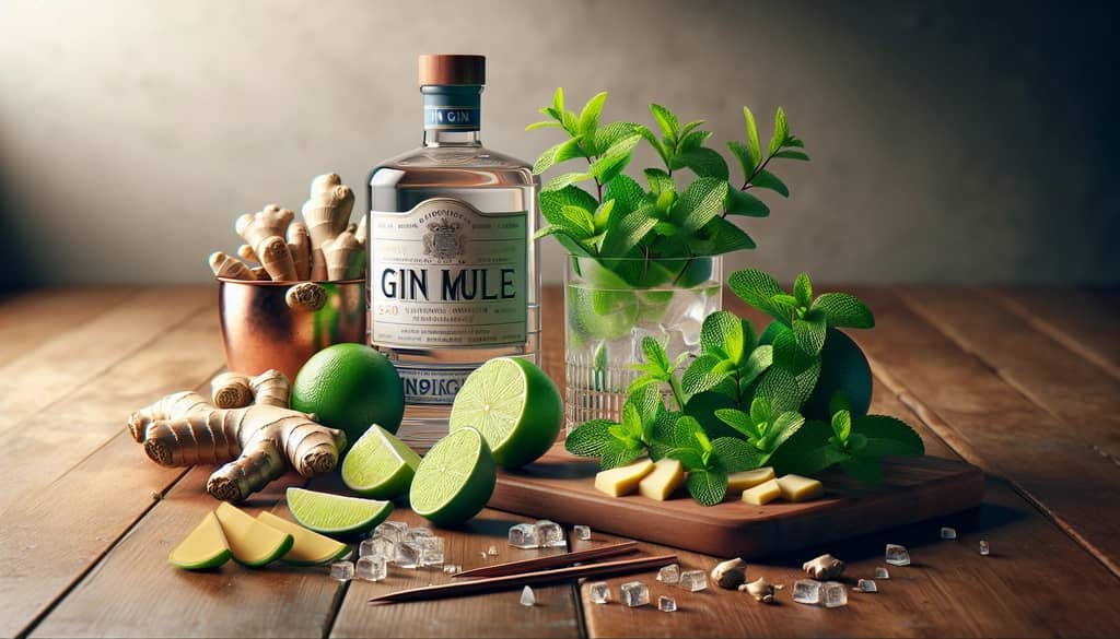 fresh ingredients for gin gin mule mint ginger lime