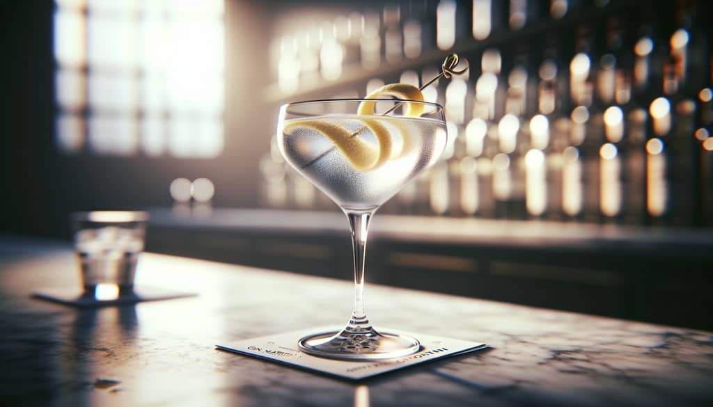 classic gin martini with lemon twist