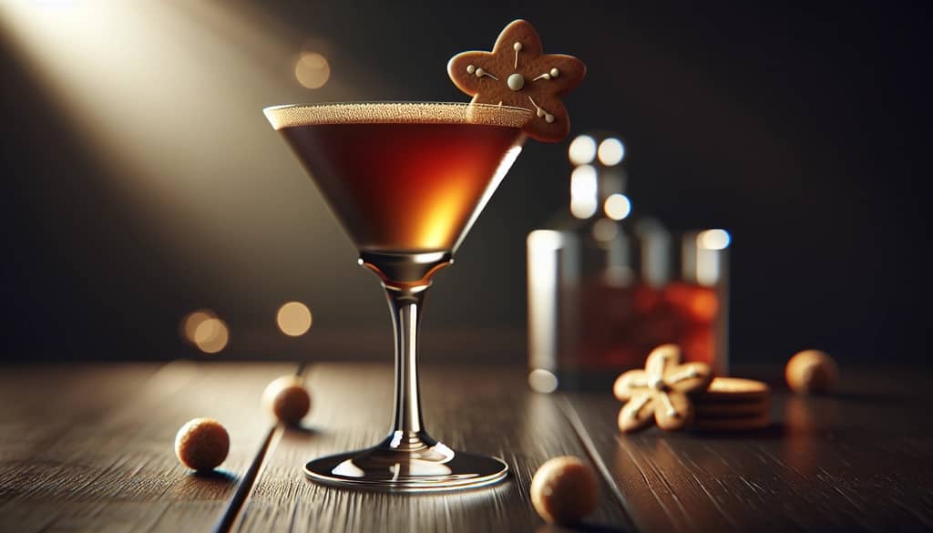 gingerbread martini with coffee liqueur in a cocktail glass