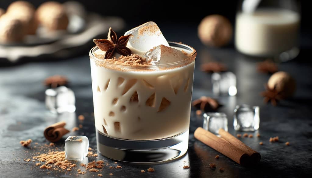 gingerbread white russian over ice in rocks glass