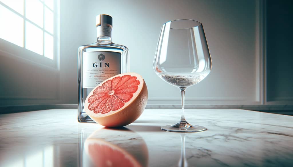 Grapefruit and gin on marble bar for a Long Drink