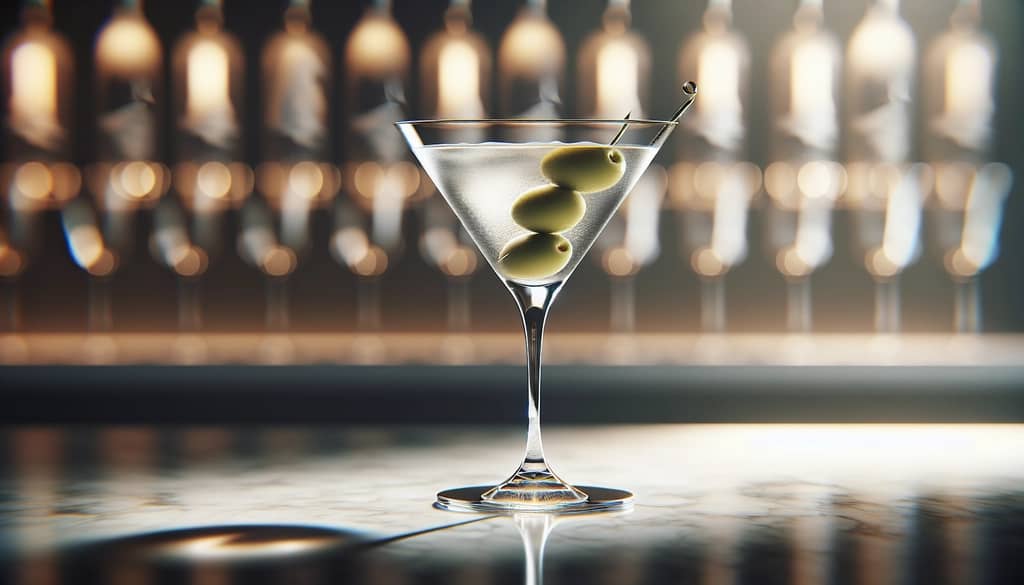 Martini sucio Grey Goose en una copa de martini fría