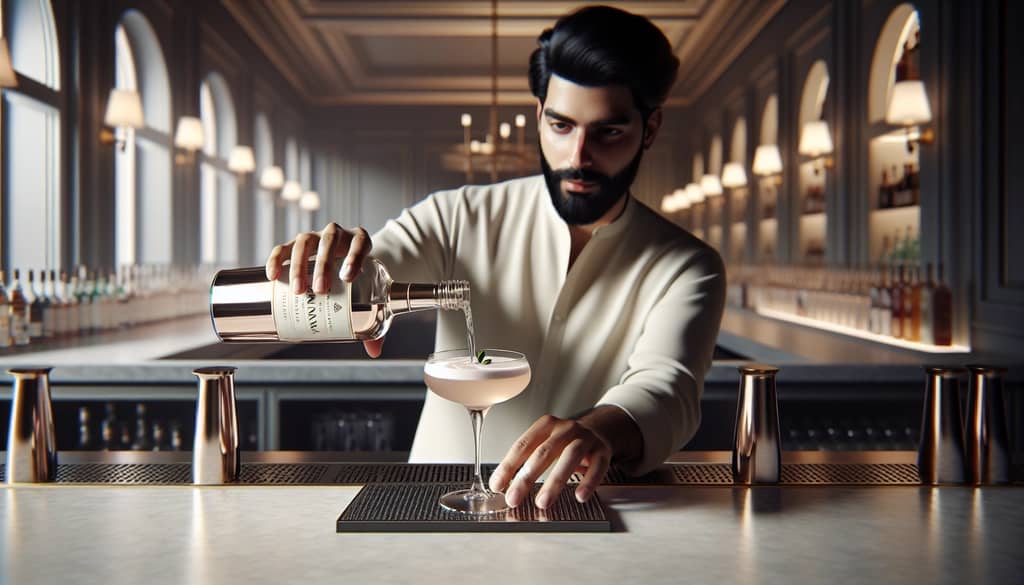 bartender pouring a Hemingway Special cocktail in an elegant bar