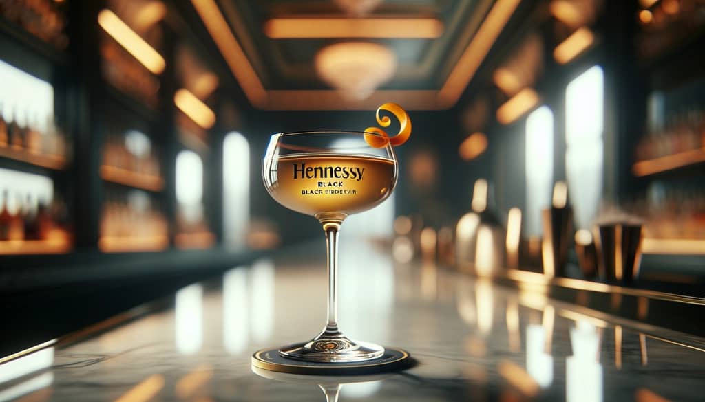 Cóctel Hennessy Black Sidecar en copa coupe con twist de naranja