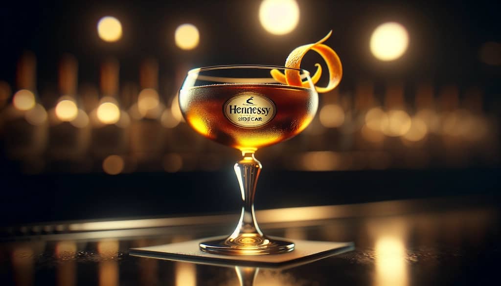 hennessy sidecar cocktail close-up at a bar