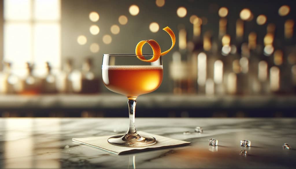 Hennessy Sidecar im Coupé-Glas mit Orangenzeste