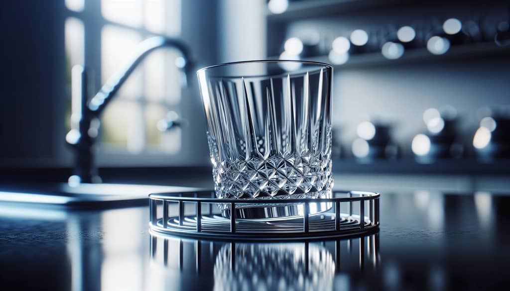 Air-dried Highball glass on rack