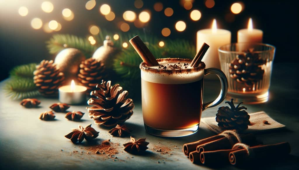 hot buttered rum served at a winter holiday party table