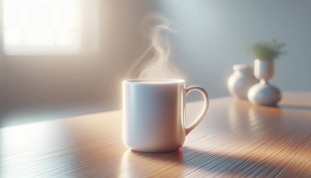 hot cocktail in a ceramic mug with steam rising