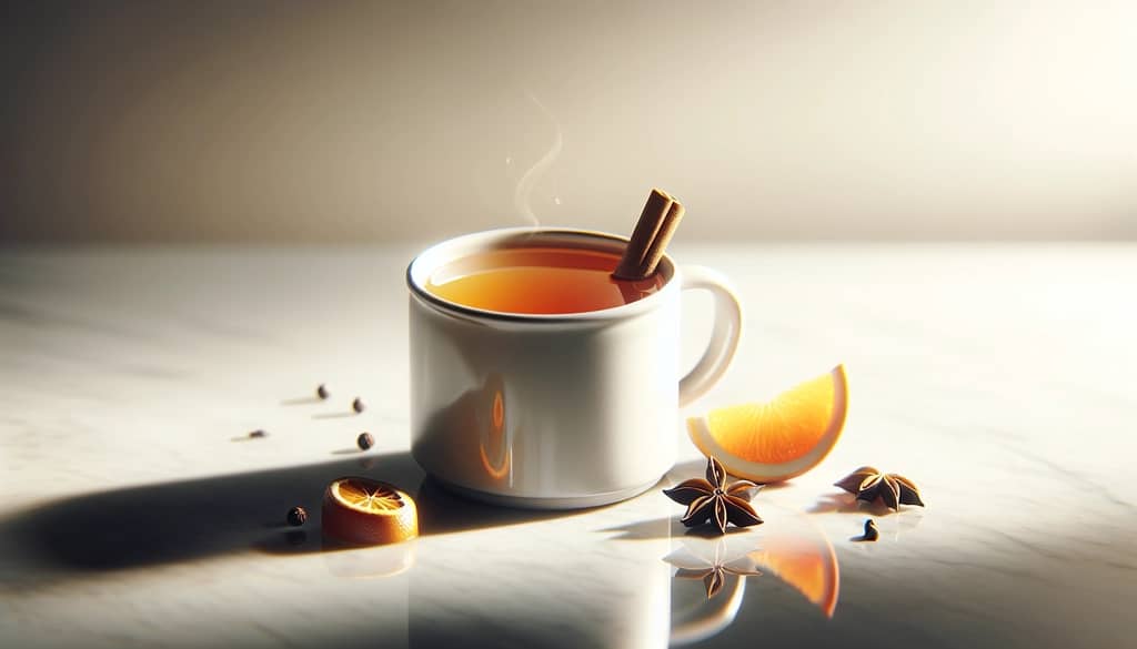 hot rum grog with star anise in a French mug