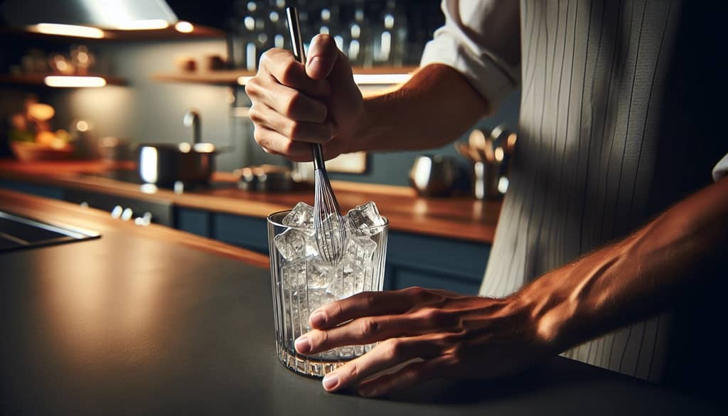 how to stir cocktails at home with a bar spoon and ice